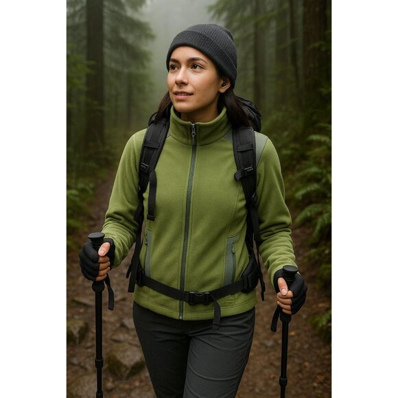 REI Women’s Softshell Fleece Jacket Green Size M Hiking Athflow Gorpcore Outdoor - Picture 1 of 14